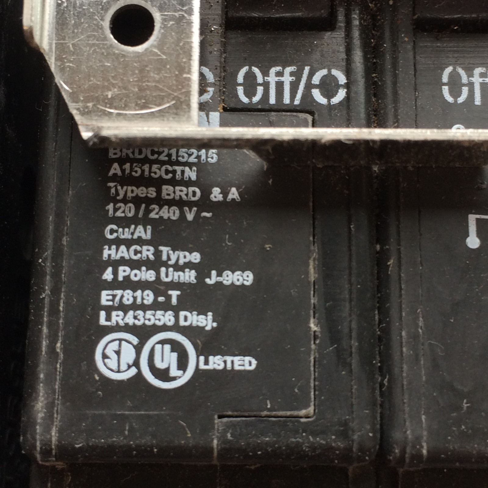 Lot of 2 Eaton BRDC215215 A1515CTN Thermal Magnetic Quad Circuit Breakers