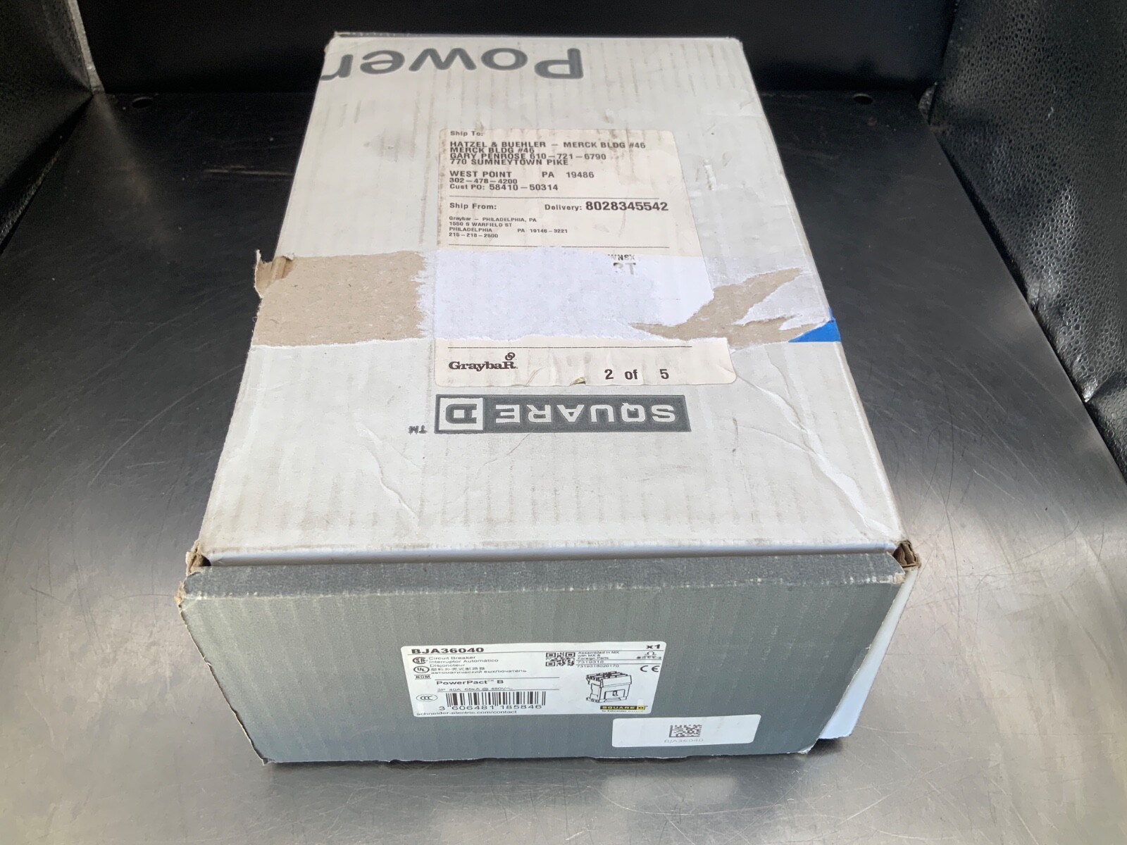 Square D BJA36040 PowerPact B Circuit Breeaker 3-Pole, 40a