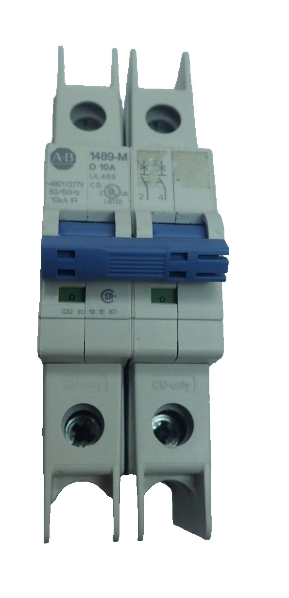ALLEN BRADLEY 1489-M2D100 SER.D 400Vac 10A 2 POLE TRIP CURVE D BREAKER