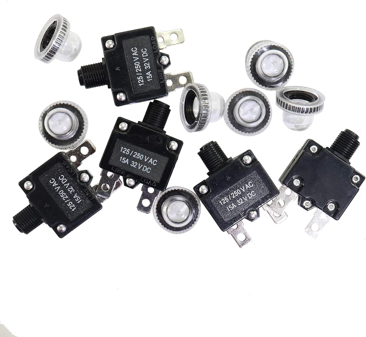 5PCS Circuit Breakers 5-30Amp Waterproof Reset Auto Marine Automotive