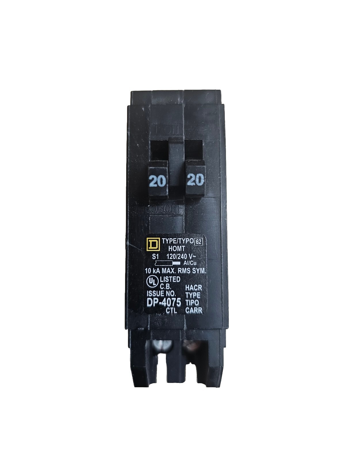 HOMT2020 Square D Tandem Circuit Breaker 20/20 Amp 1 Pole 120/240V & FREE SHIP