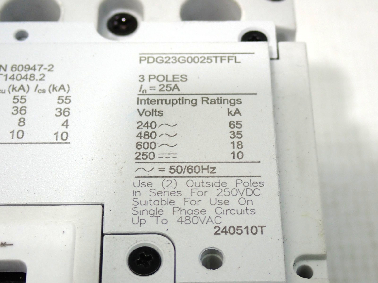 Eaton PDG23G0025TFFL 3 Pole 25 Amp 600 Volt 35kA@480V Circuit Breaker – Tested