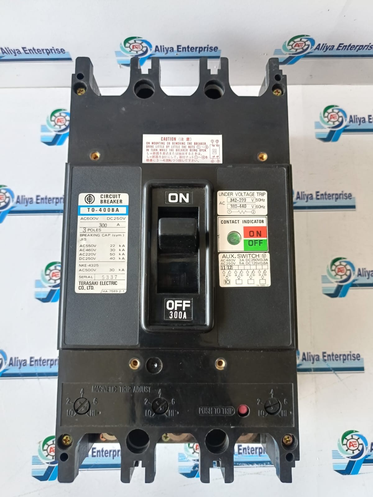 TERASAKI TO-400BA 300A 3POLE CIRCUIT BREAKER UNDER VOLTAGE TRIP 380-440V FREE SH