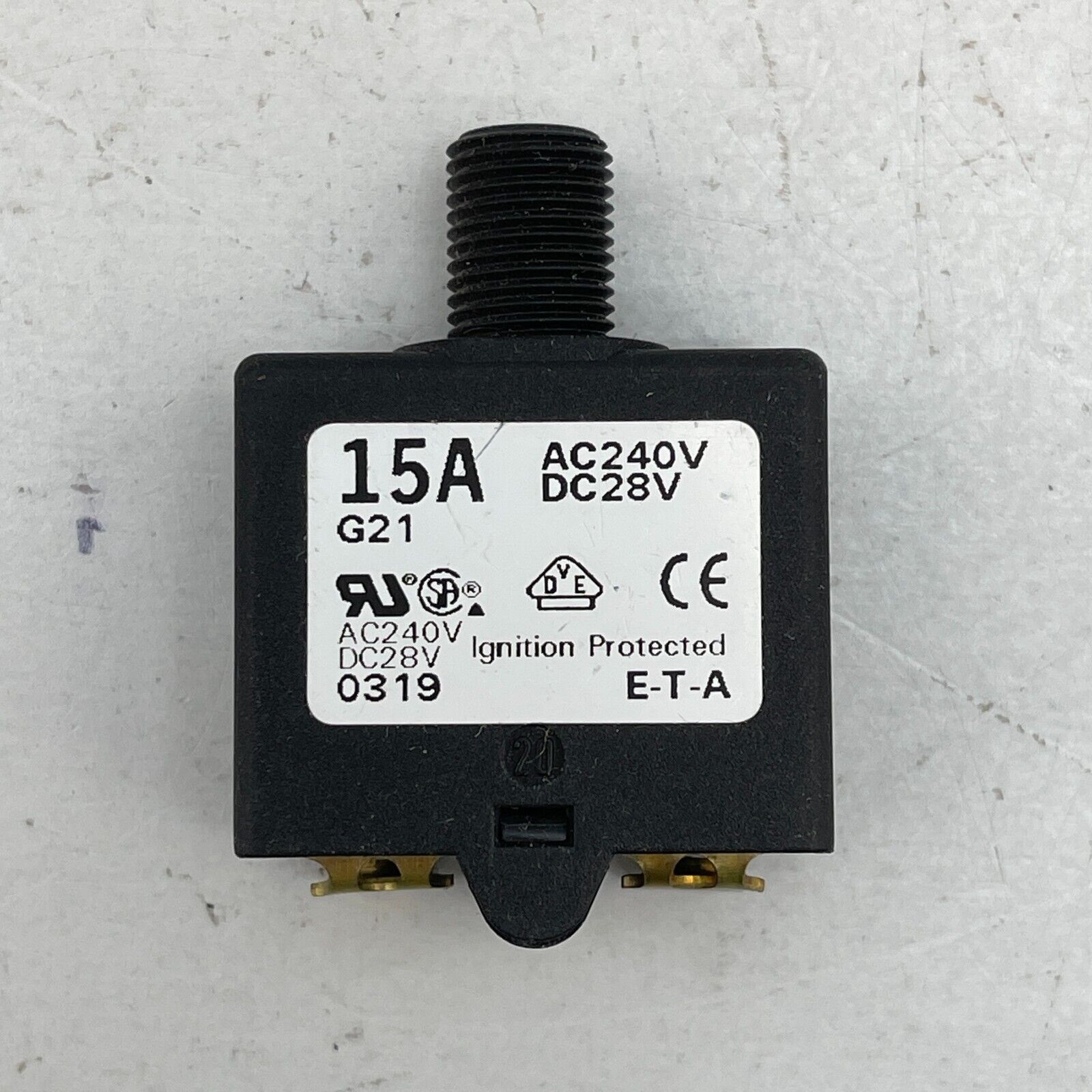 ETA G21-15A Thermal Circuit Breaker 15 A, 240 VAC 28 DVC – Pack of 5