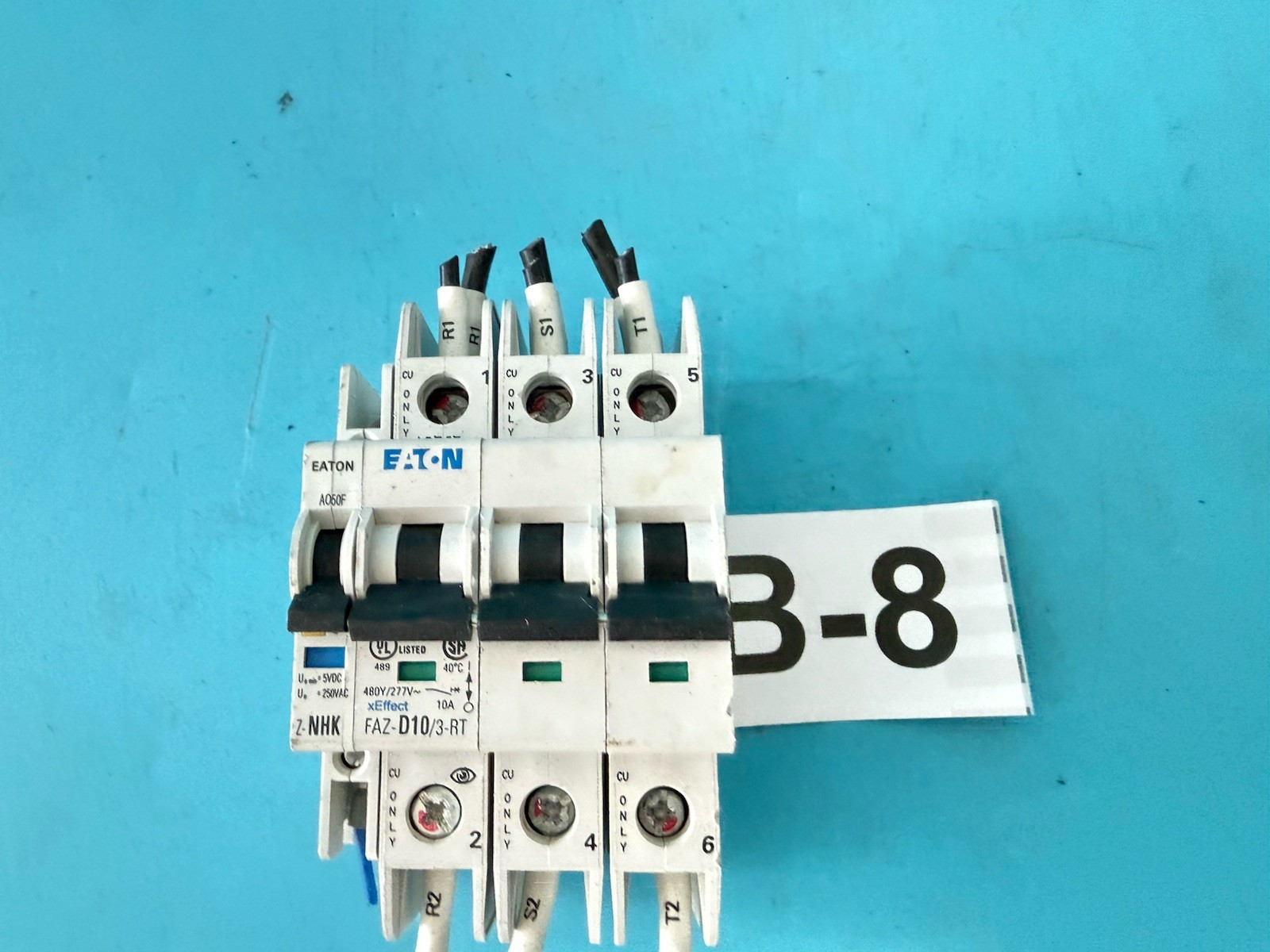 Eaton FAZ-D10/3-RT 10A 3-Pole Circuit Breaker Type D + Z-NHK Aux Contact