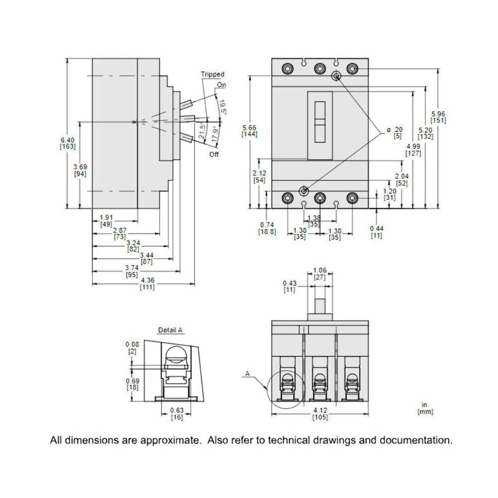 HGL36090 – Square D PowerPacT H 90A 3P 600VAC 18kA Thermal Magnetic Molded Case