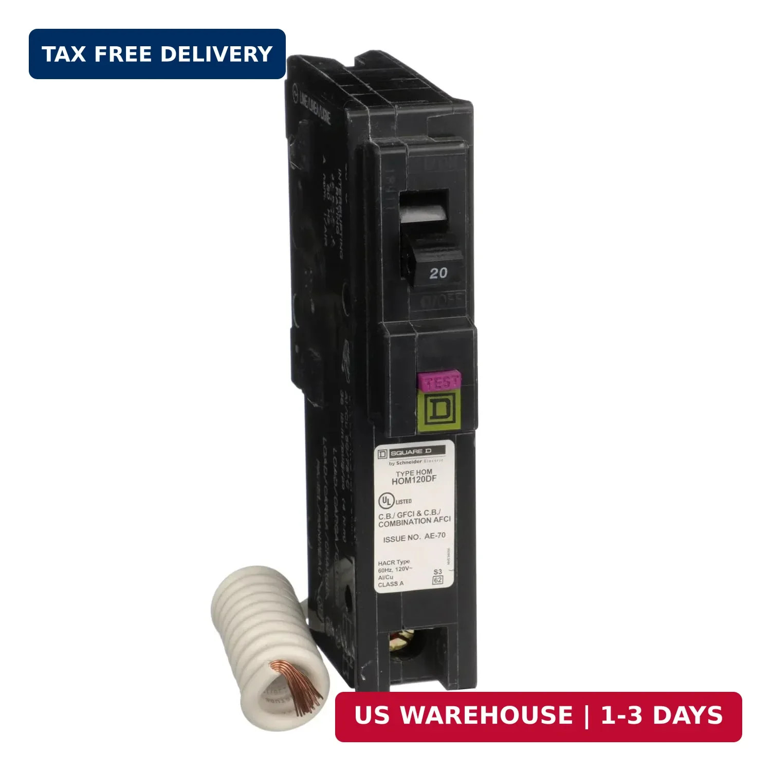 Square D by Schneider Electric Homeline 20 Amp Mini Circuit Breaker, 1 Pole, 120