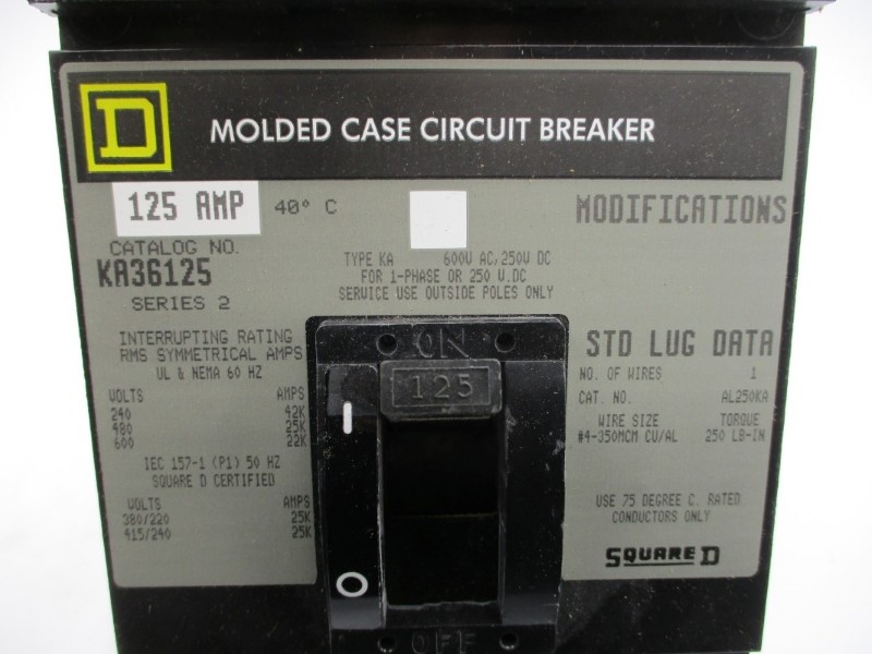 SQUARE D KA36125 SER. 2 600VAC 125A NSMP