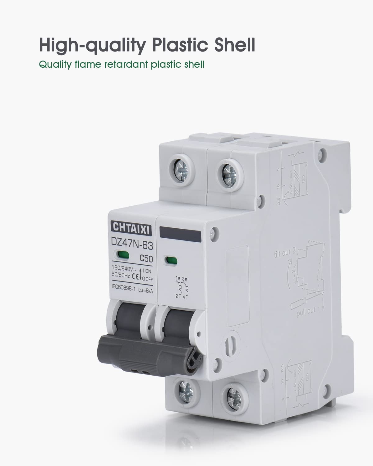 AC Miniature Circuit Breaker, 32 Amp 120V/240V 2 Pole DIN Rail Mount Circuit …