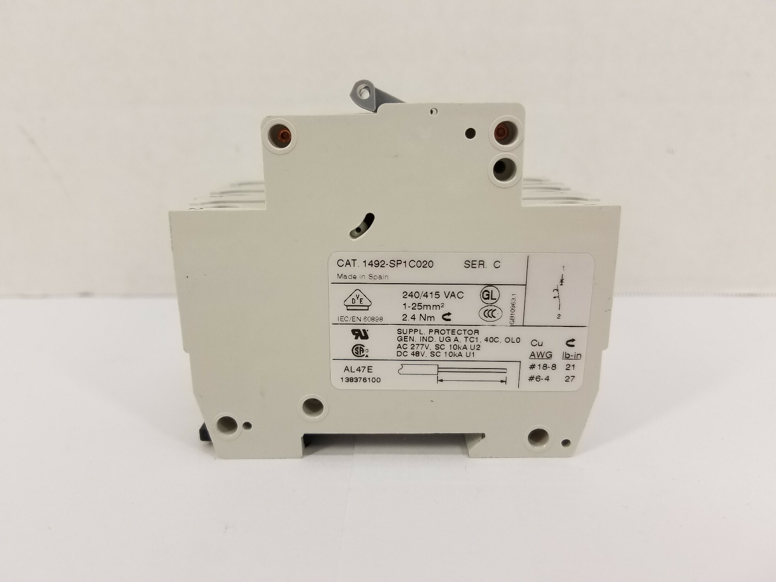 (Lot of 3) Allen Bradley 1492-SP1C020 Ser. C (2 Amp) Miniature Circuit Breakers