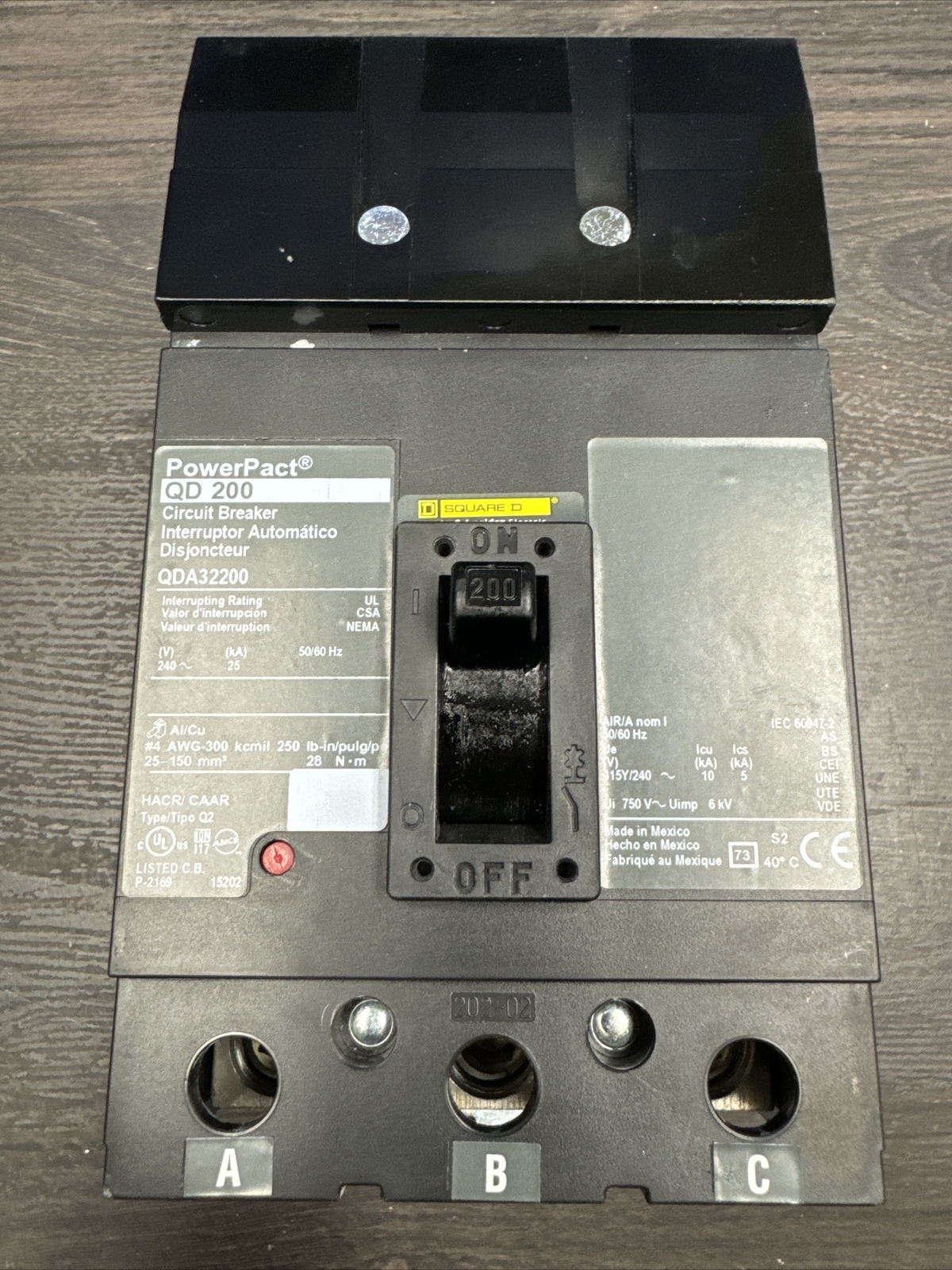 QDA32150 Square D 150 Amp 240V 3 Pole 25kA@240V PowerPact Circuit Breaker New