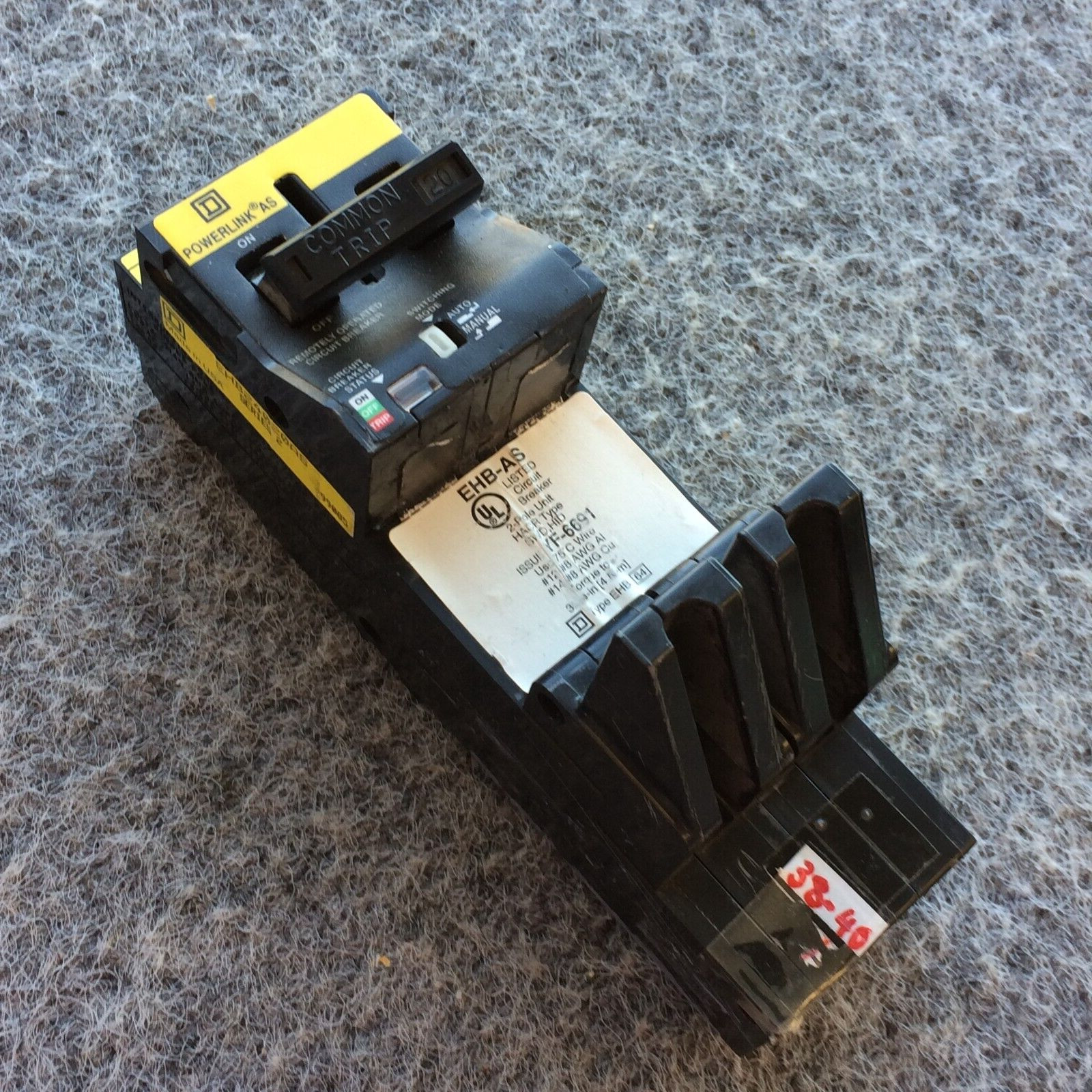 SQUARE D EHB24020AS, 20 Amp 480V, Remotely Operated Circuit Breaker – WARRANTY