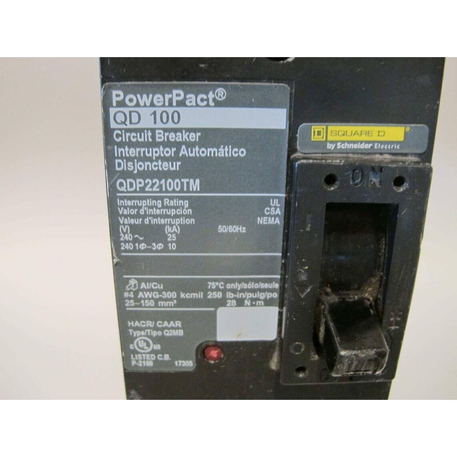 Square D PowerPact QD 100 QDP22100TM Circuit Breaker