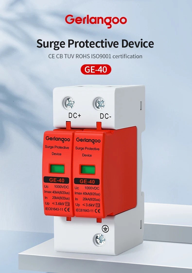 SPD DC 1000V 20KA~40KA House Surge Protector Protective Low-Voltage Arrester Dev
