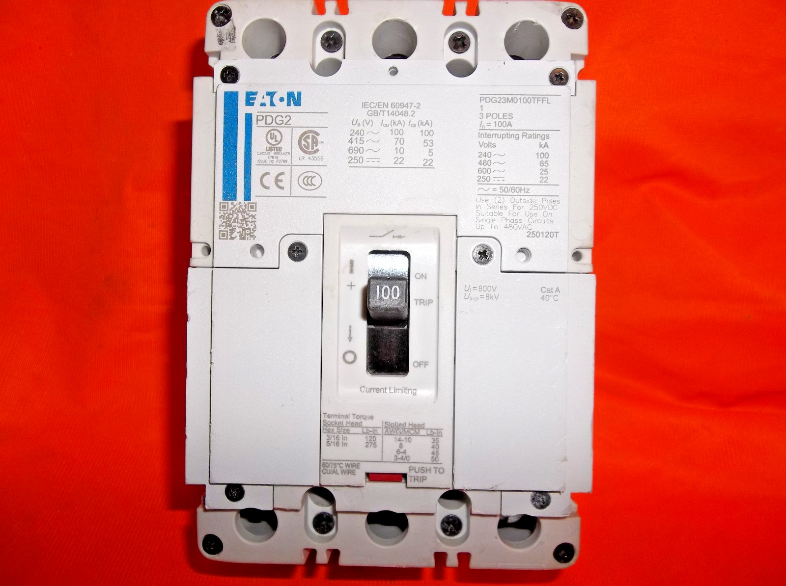 EATON PDG23M0100TFFL circuit breaker 166B2