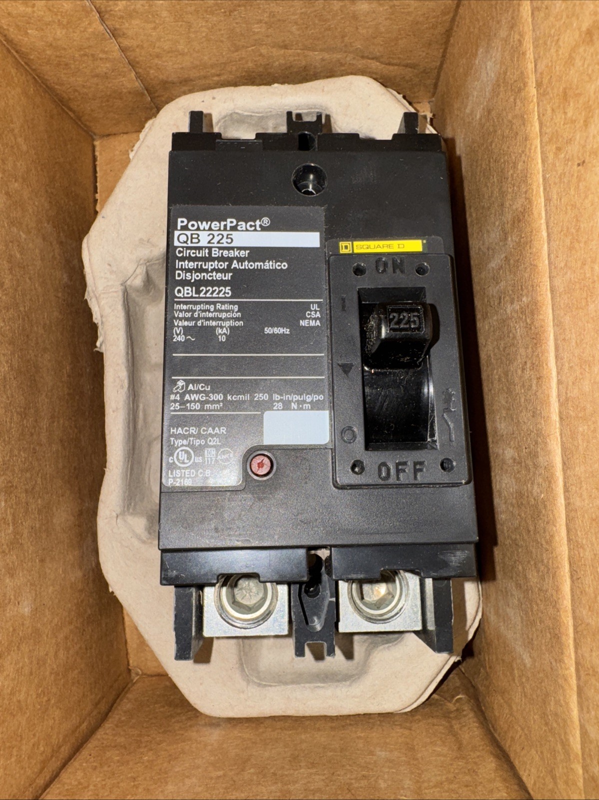 Square D PowerPact QB 225 Circuit Breaker QBL22225
