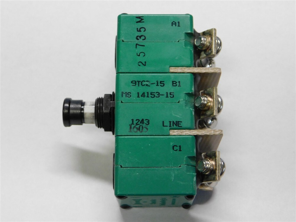 Mil Spec Sensata 9TC2-15 / MS 14153-15 3 Phase 15A Aircraft Circuit Breaker