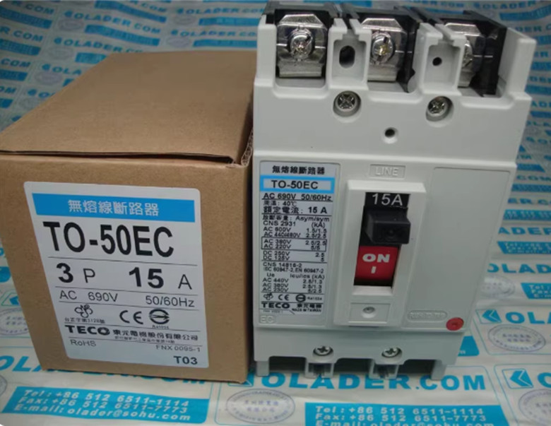 1PCS NEW TECO TO-50EC 3P 15A Fuseless Circuit Breaker