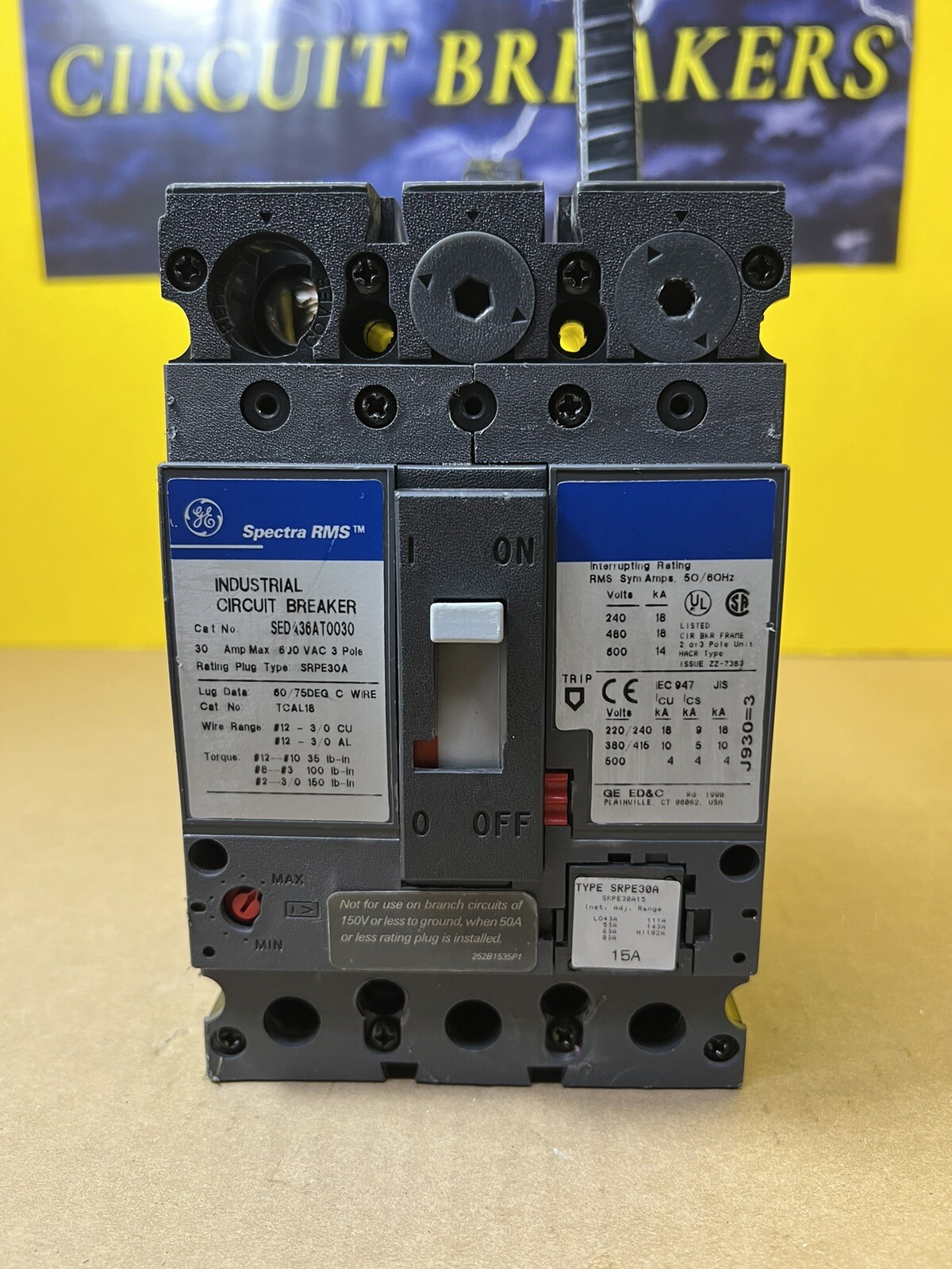 SEDA36AT0030 GE Circuit Breaker 15a Rating Plug SRPE30A