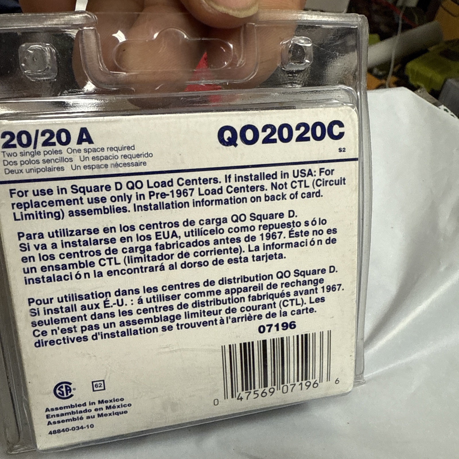 Square D QO 20-Amp 1-Pole Tandem Circuit Breaker by Schneider Electric