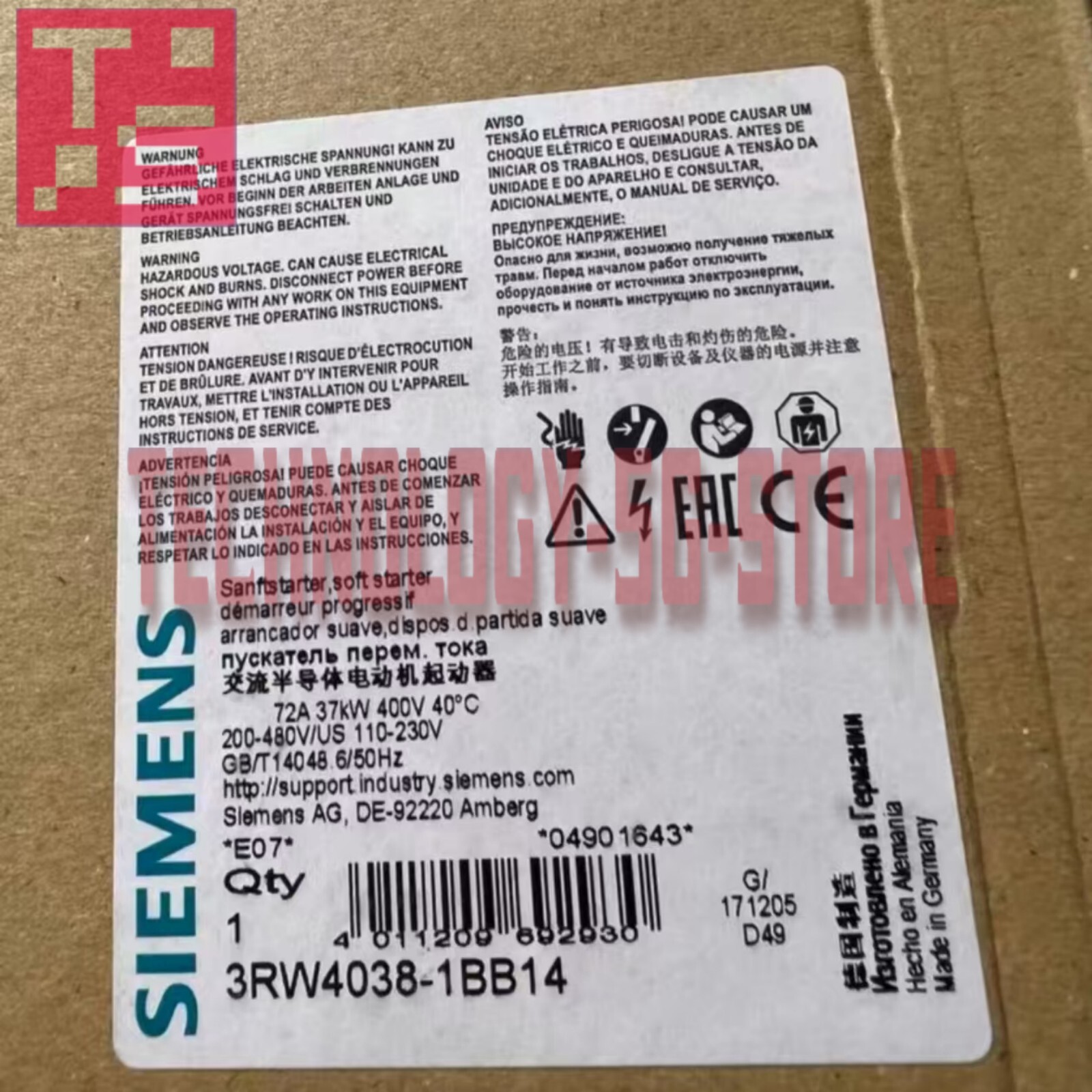 SIEMENS 3RW4038-1BB14 Soft Starter# 1pcs New In Box