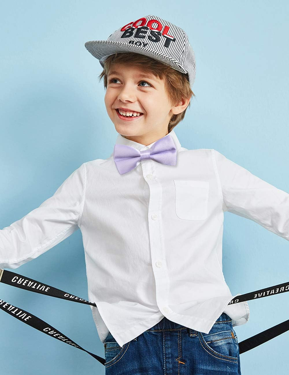 Solid Banded Adjustable Length Pre-tied Boy’s Bow Tie