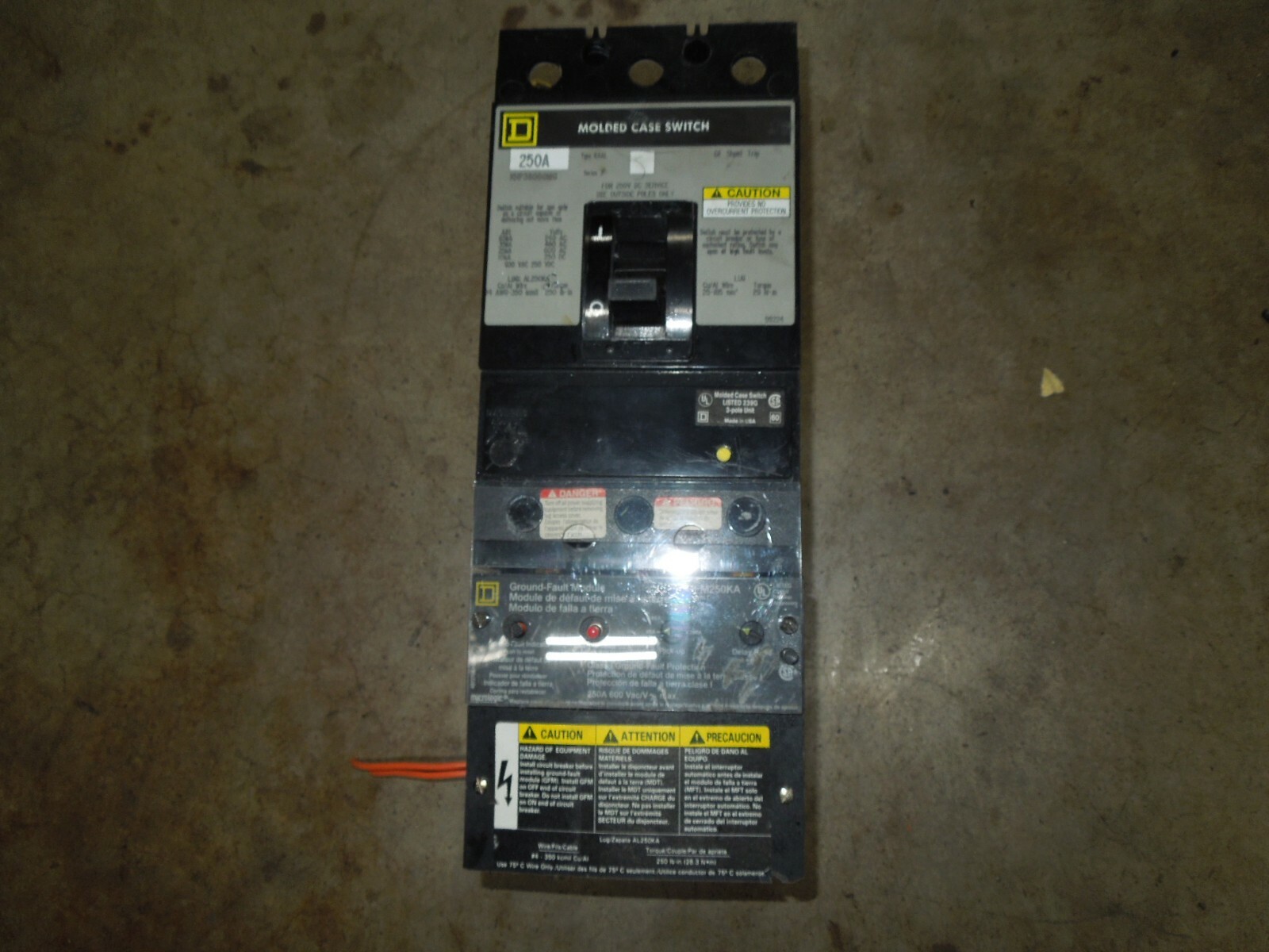 Square D KHP36000MG 250A 3p 600V Molded Case Switch GFM250 Ground Fault Module