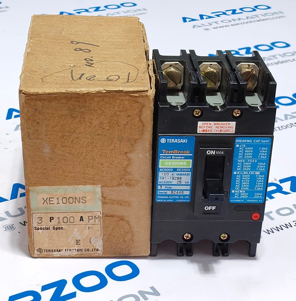 NEW TERASAKI XE100NS 3 POLE 100 AMP TemBreak CIRCUIT BREAKER AC600V DC250V