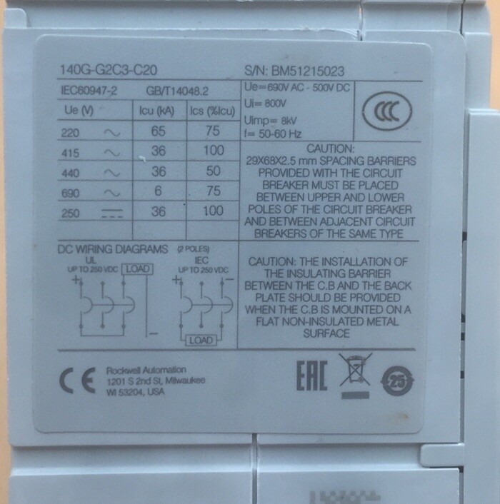 HOUSTON STOCK NEW AB 140G-G2C3-C20 TYPE 140G 20 AMP 600V FREE 2 DAY AIR SHIPPING