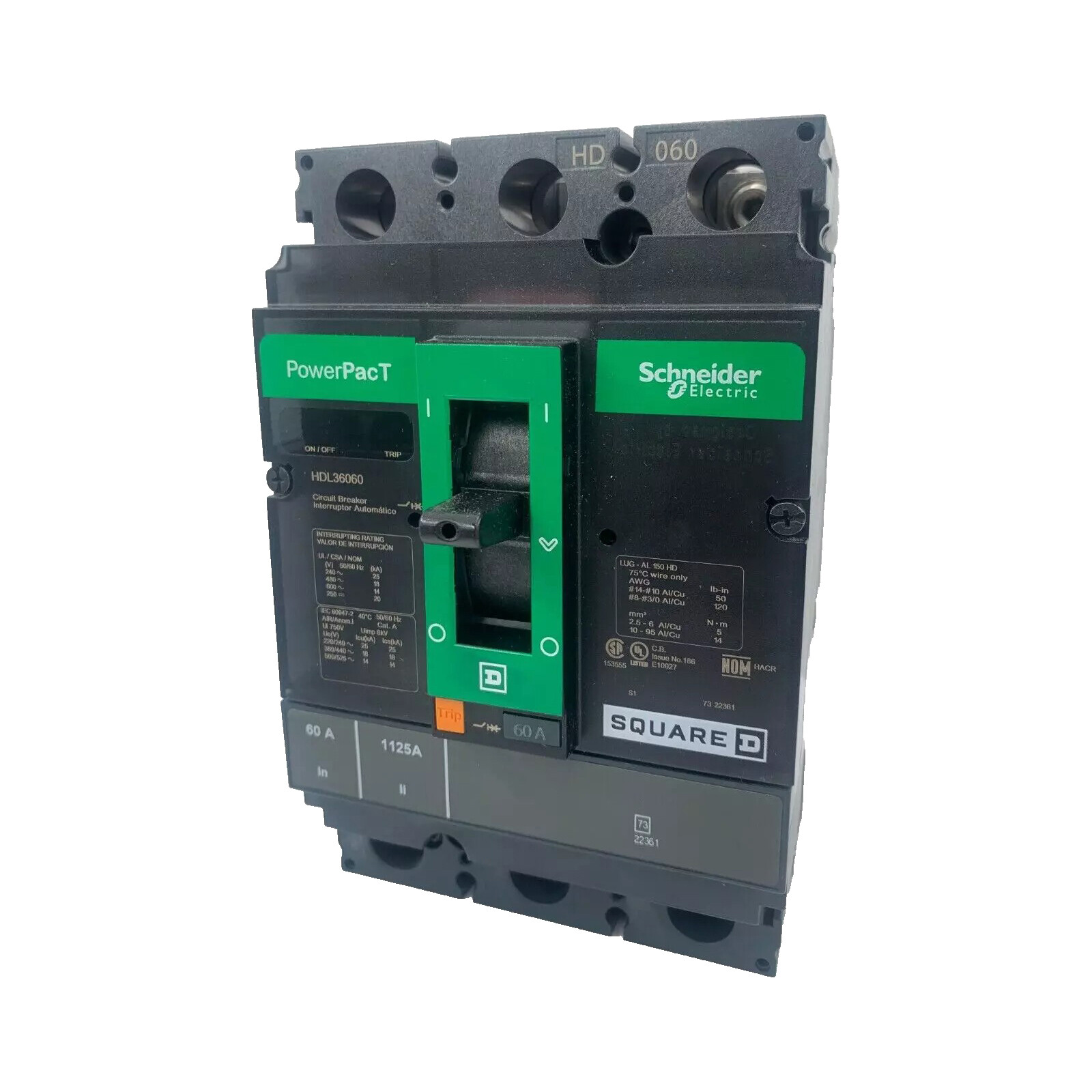 NIB – Square D – HDL36060 – Circuit Breaker, 60A, 3 Pole, 600Vac