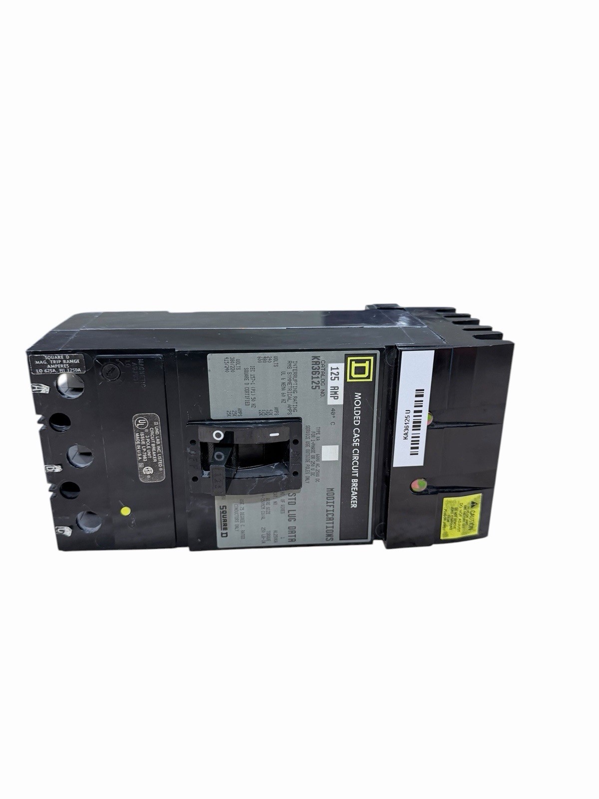 Square D KA36125 3P Circuit Breaker 125A 600V