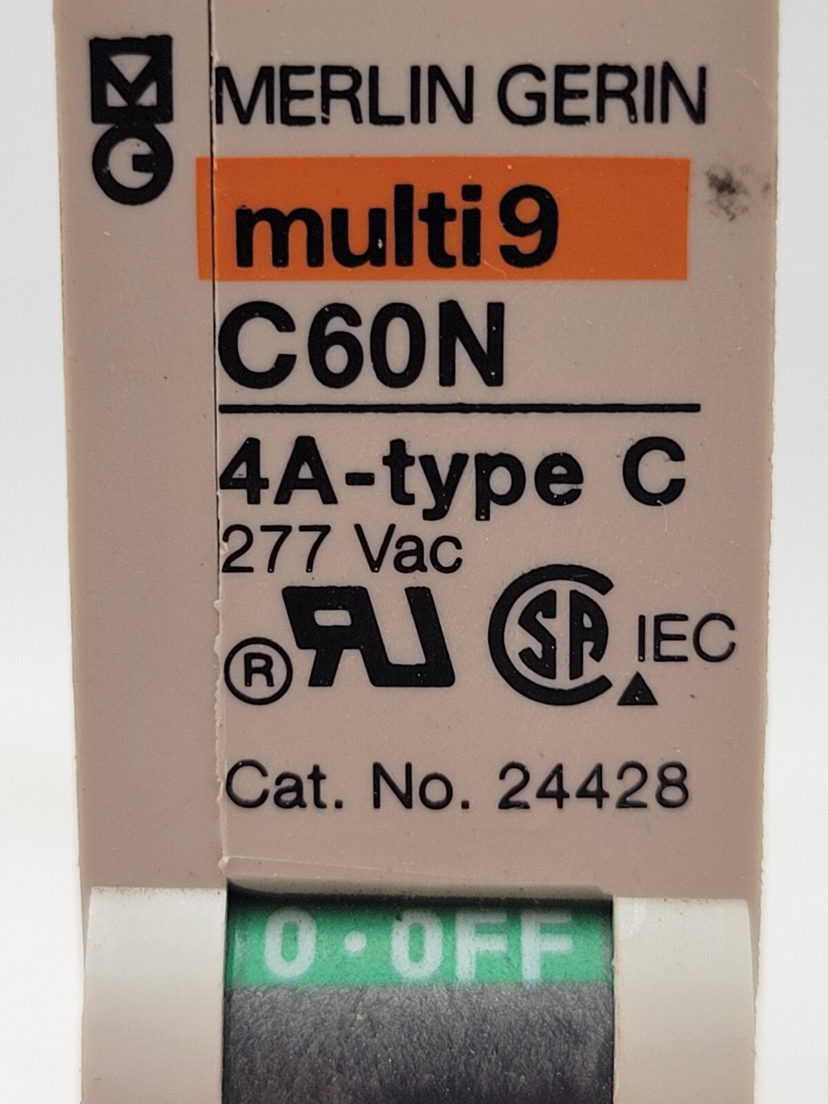 Merlin Gerin C60N DIN Rail Multi-9 Circuit Breaker 4A 277V 1P 1PH Type C 4 Amp