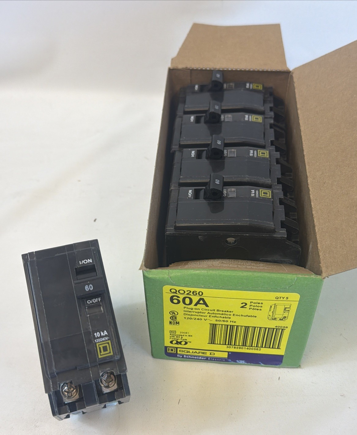 (5) Square D QO260 2-Pole 60-Amp 120/240V Plug-In Circuit Breaker *NEW BOX OF 5*