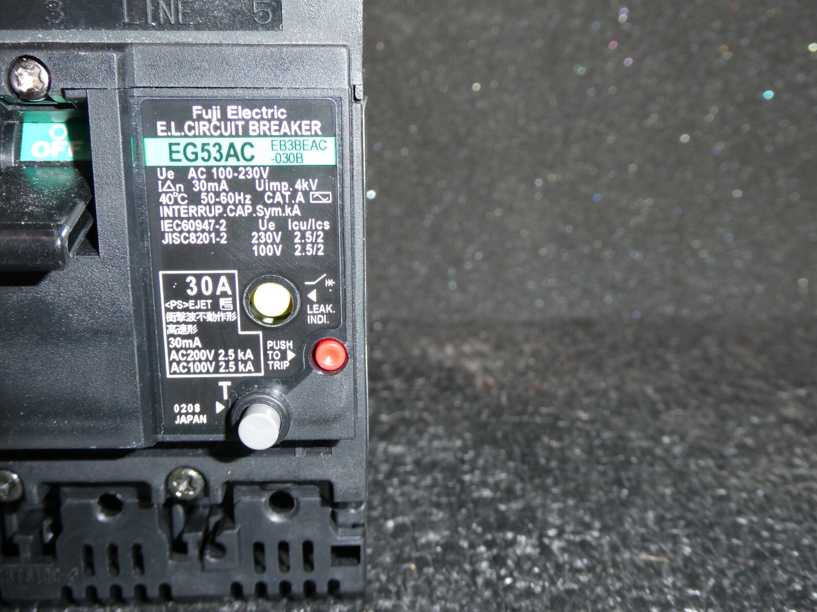 Fuji Electric EG53AC Breaker 50A, EB3BEAC-050B, 100-230 VAC, 3 POLE