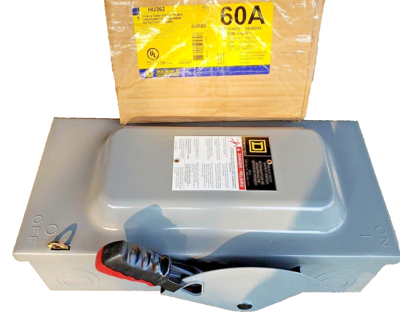 SQUARE D HU362 DISCONNECT SWITCH 60 AMP Non-Fused 600VAC (BRAND NEW)