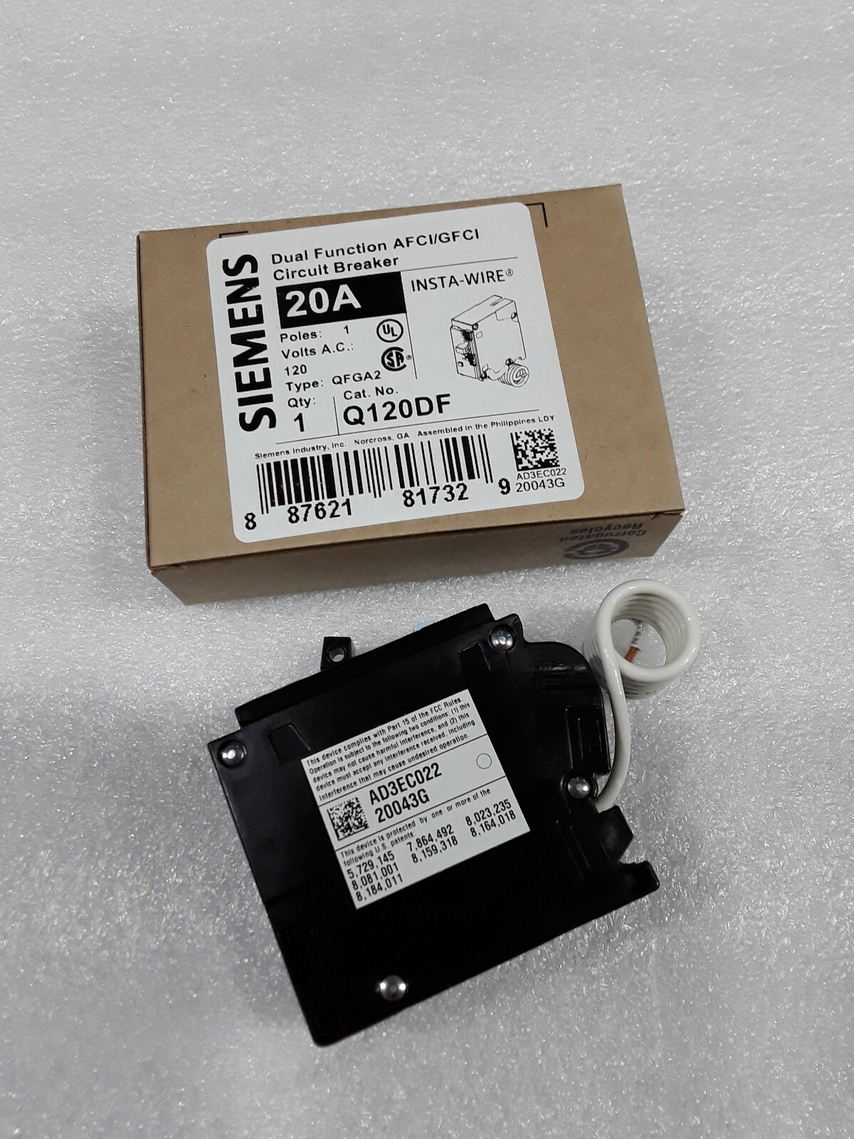 Q120DF SIEMENS 1POLE 20AMP AFI/GFI CIRCUIT BREAKER NEW