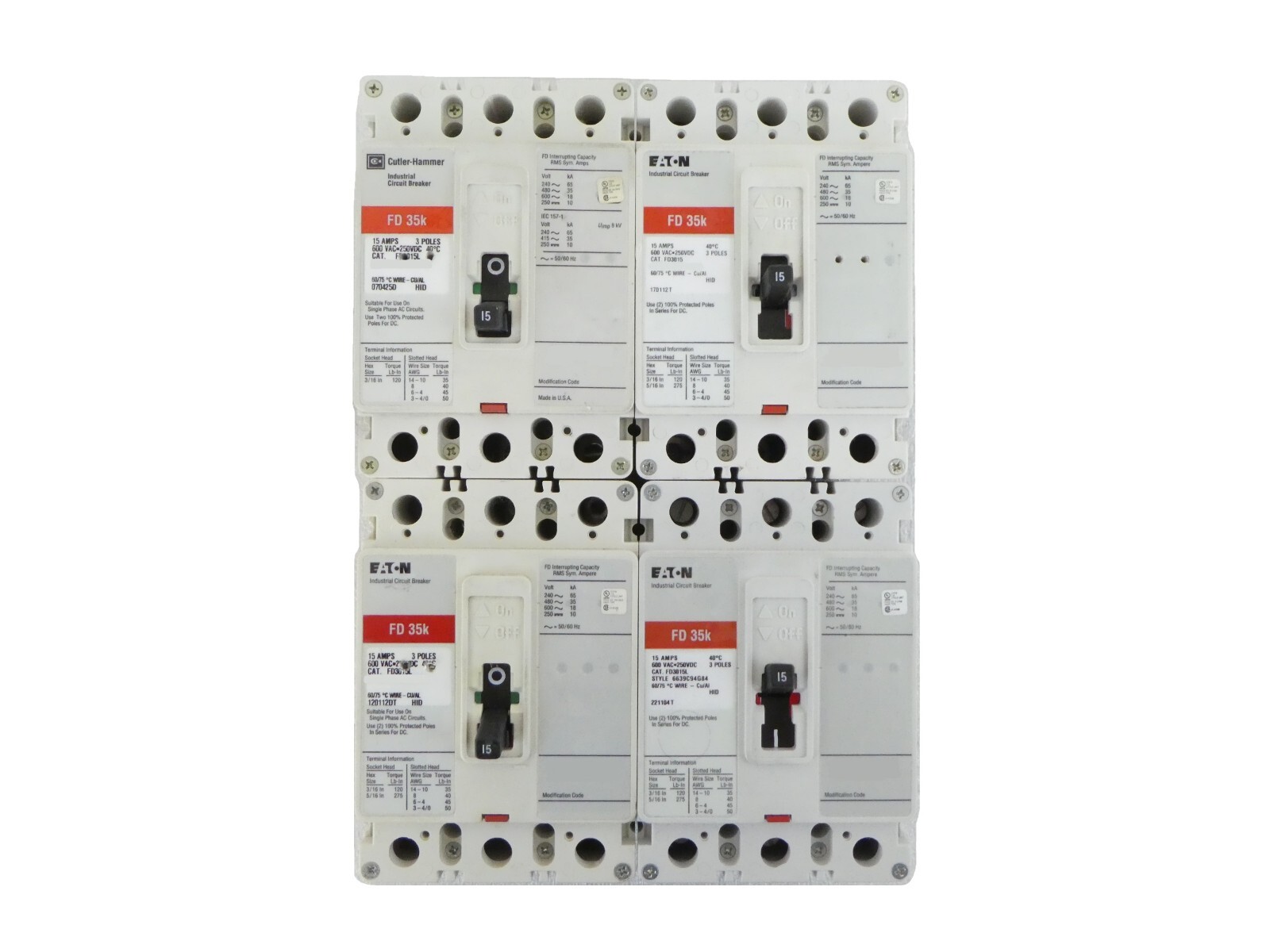 Cutler-Hammer FD3015L FD3015 3-Pole Circuit Breaker FD 35k Lot of 4 Working