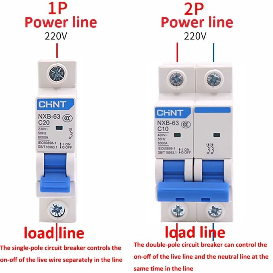 1/2/3/4 Pole 1A 2A 3A 4A 5A 6A – 63A Chint NXB MCB Type C Circuit Breaker Fuse