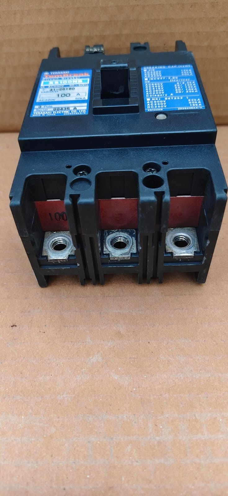 TERASAKI TEMBREAK XS100NB 100A 3 POLE AC690 50~60Hz 41-26180