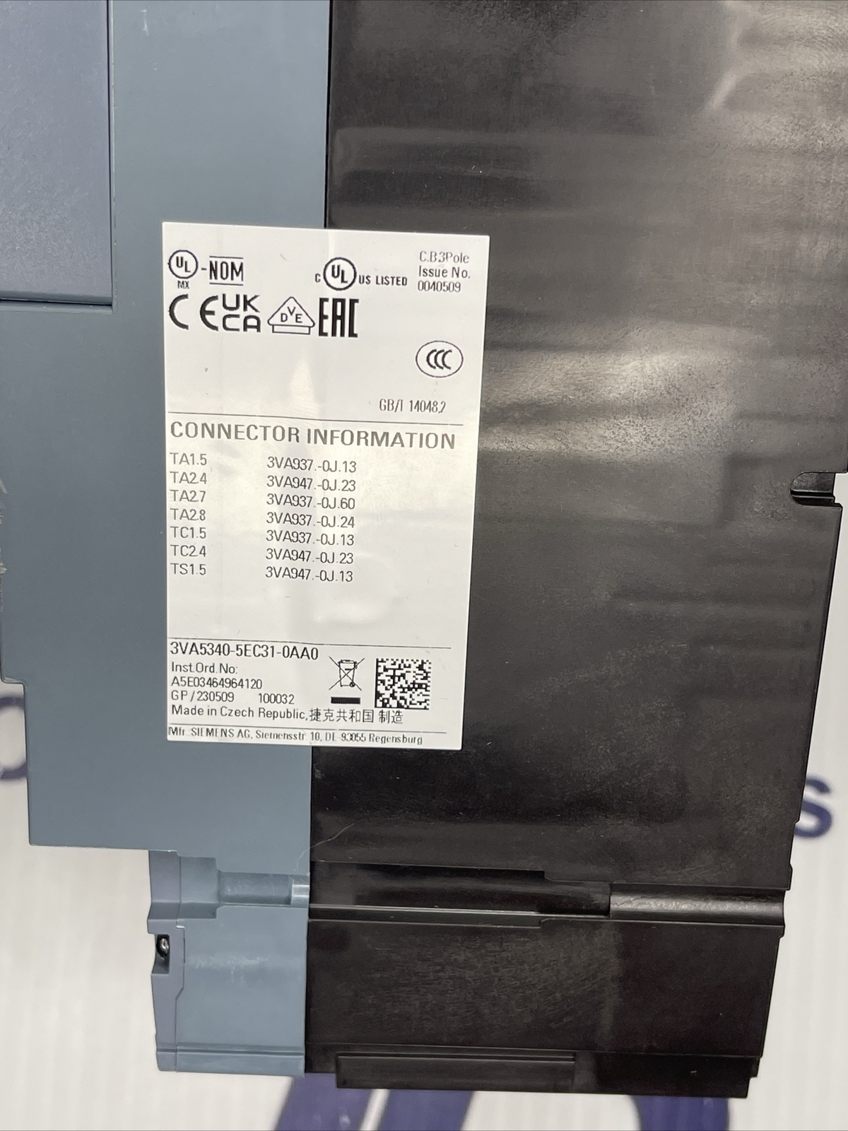 Siemens 3VA5340-5EC31-0AA0 400A 480V 3POLE 35kA Circuit Breaker New No Box