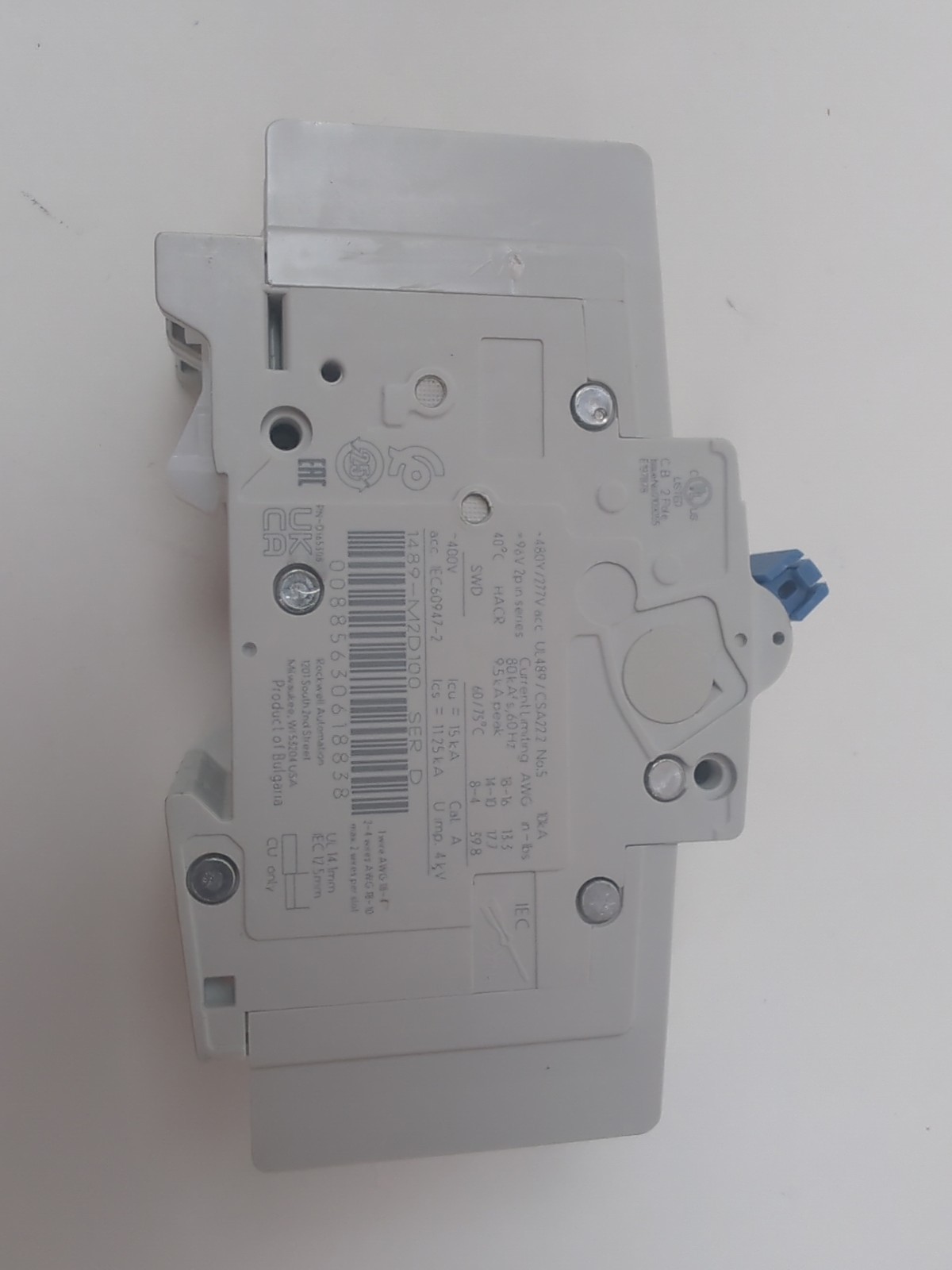 Allen-Bradley 1489-M2D100 10A 2-Pole Miniature Circuit Breaker Trip Curve D NEW