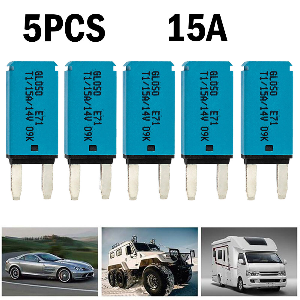 5PC 15A Mini ATM Manual Reset Circuit Breaker Blade Fuse Resettable car boat Van