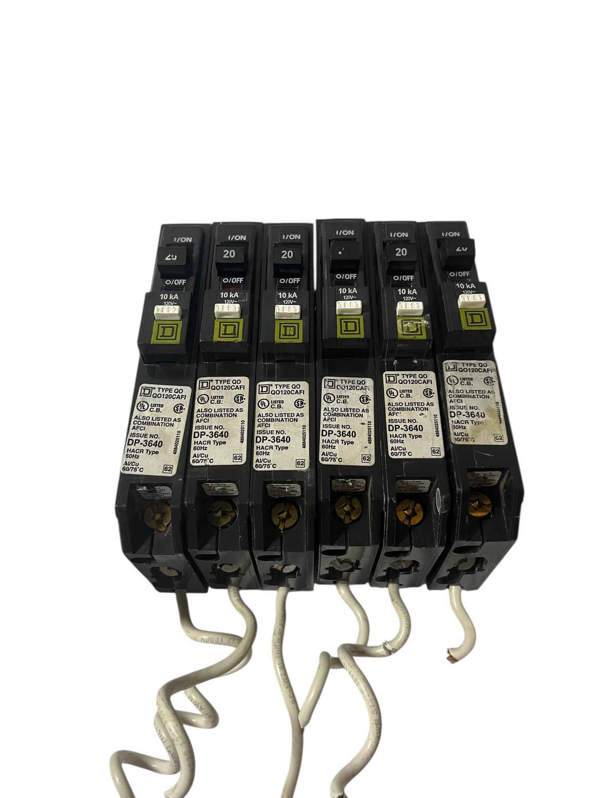 (Lot of 6) Square D QO120CAFI Arc Fault Circuit Interrupter