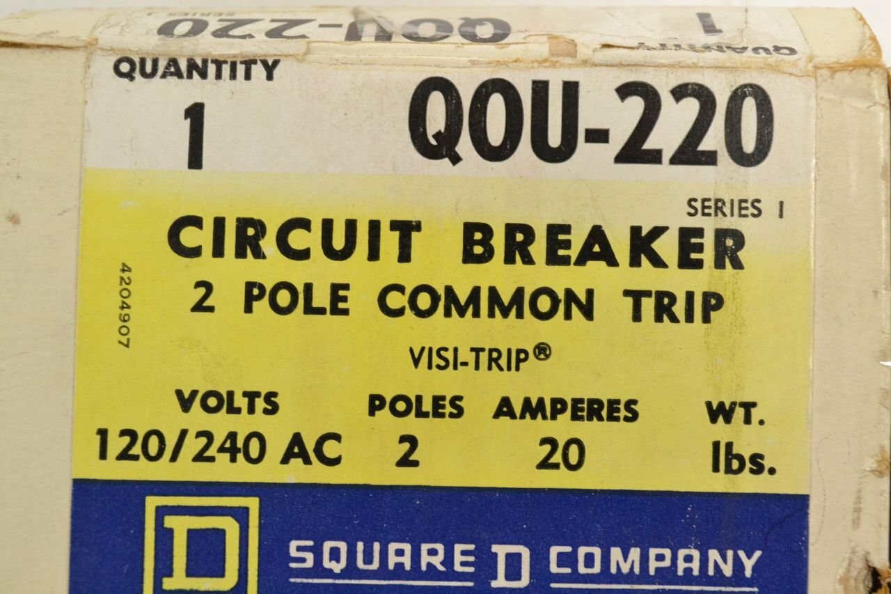 SQUARE D BY SCHNEIDER ELECTRIC QOU220 CIRCUIT BREAKER, THERMAL MAG, 2P, 20A