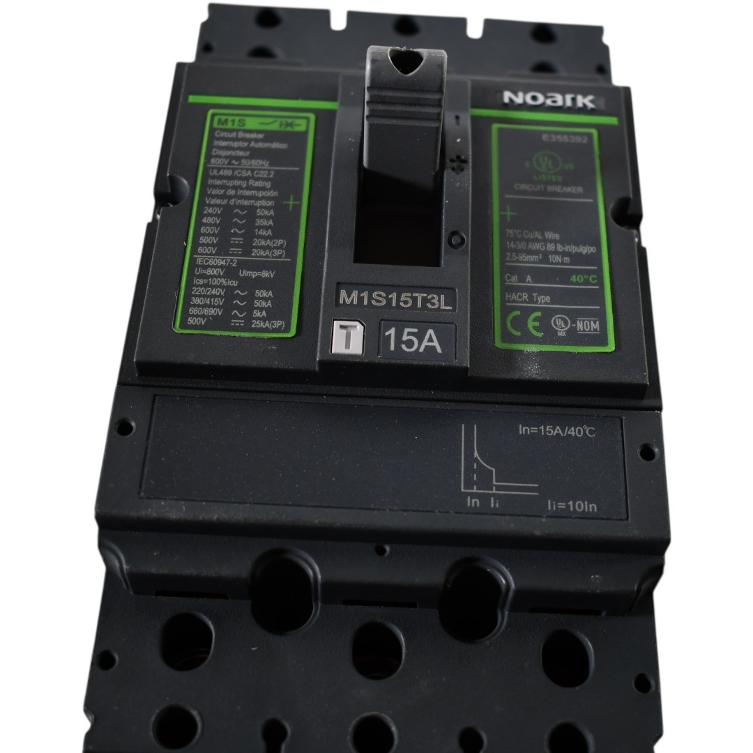 NEW Noark M1S15T3L M1S Series Molded Case Circuit Breaker 3P 15A 600V Thermal Ma