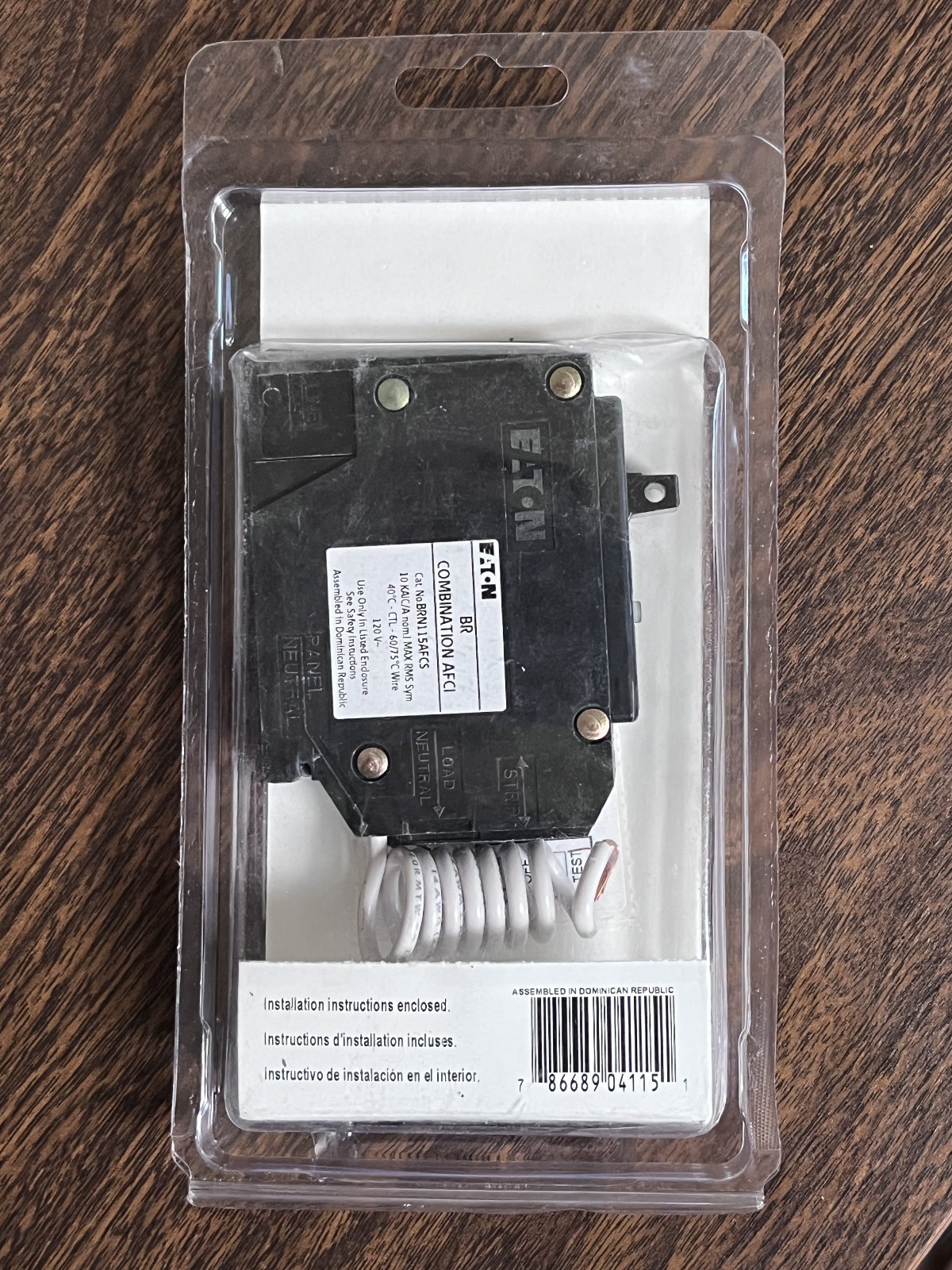 Eaton BRN115AFCS 15 Amp 120 Volt Single Pole Combination Arc Fault