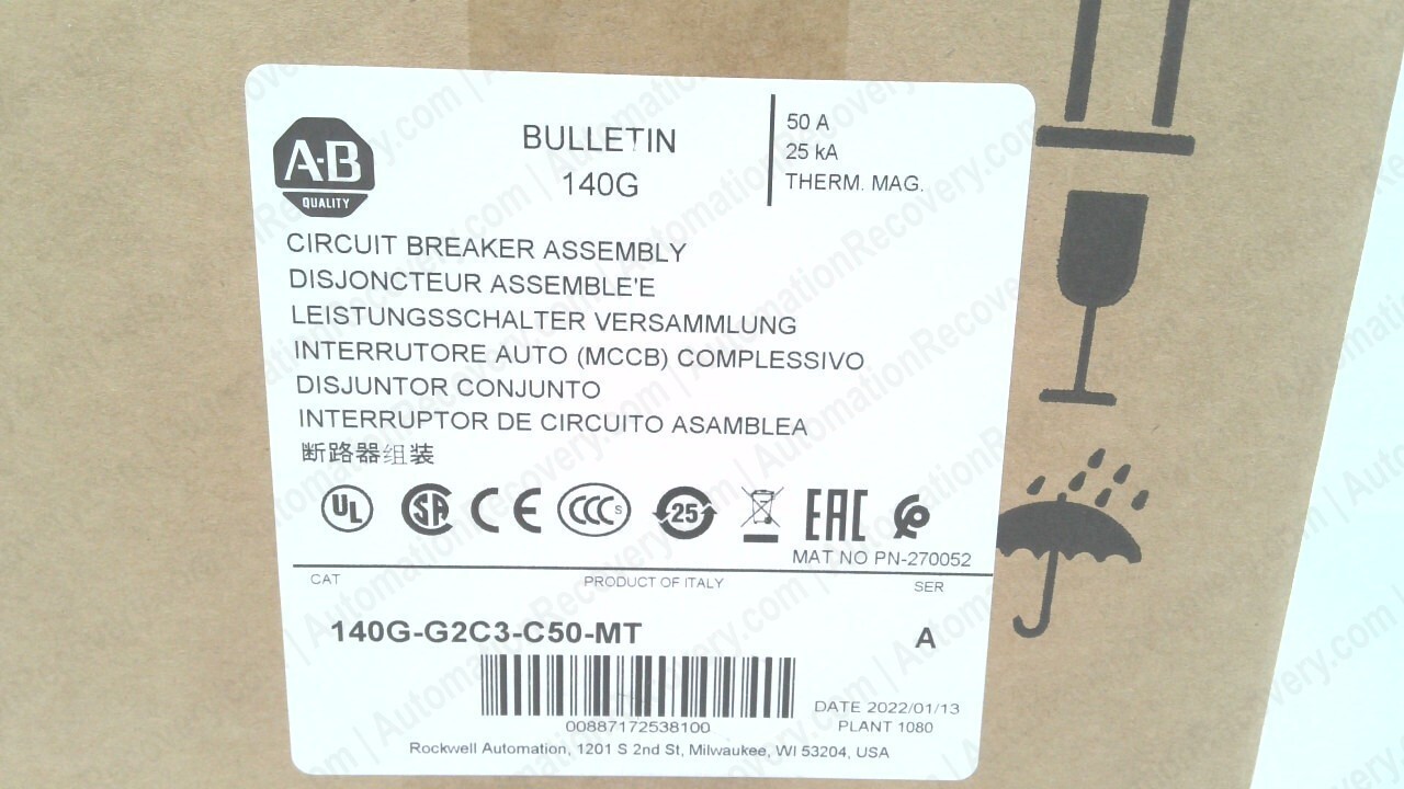 ALLEN BRADLEY 140G-G2C3-C50-MT SER A, CIRCUIT BREAKER ASSEMBLY, NEW #328122