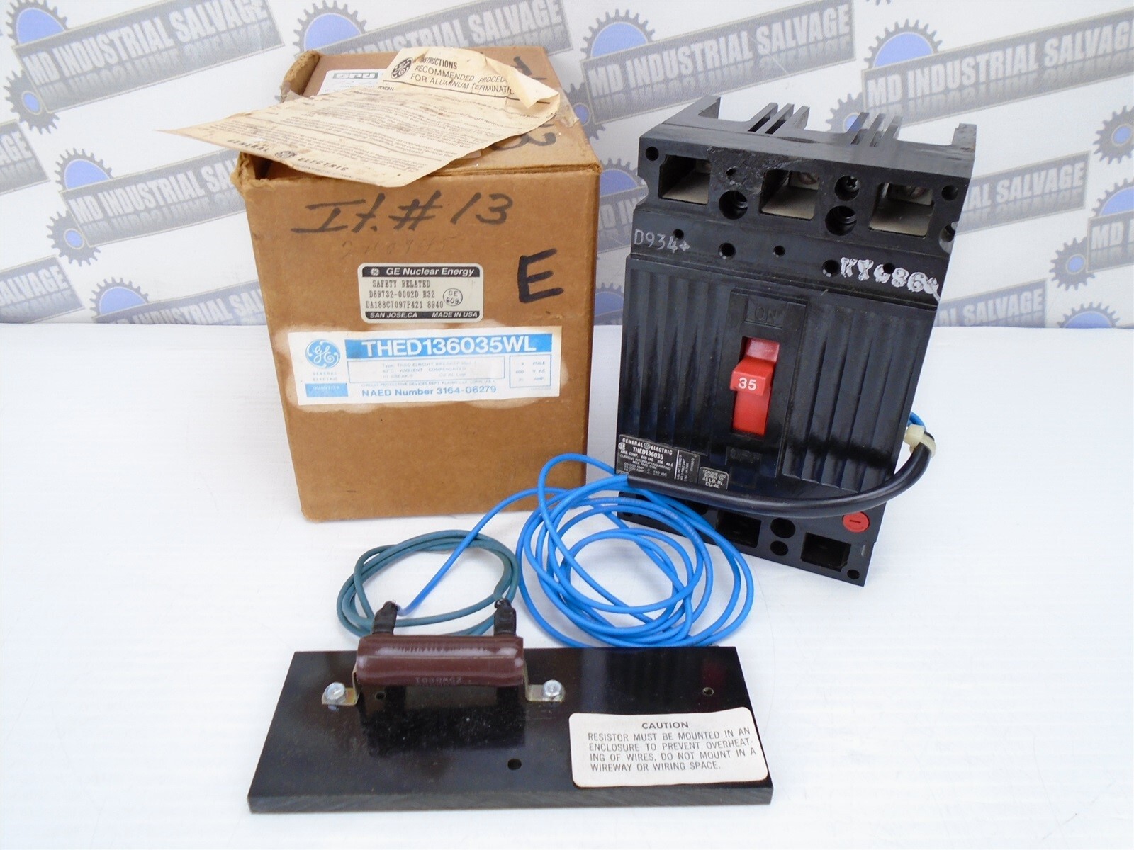 GE – THED136035WL -35A, 3 Pole, 240-600 VAC – w/EXTERNAL RESISTOR 20k Ω 25W