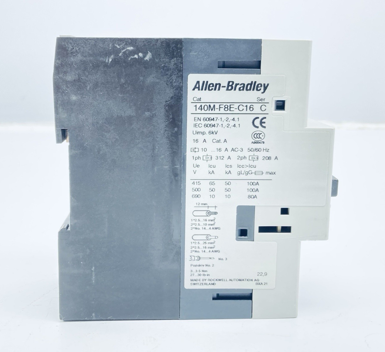 ALLEN BRADLEY 140M-F8E-C16 MOTOR PROTECTION CIRCUIT BREAKER 10-16A FRAME-F 600V