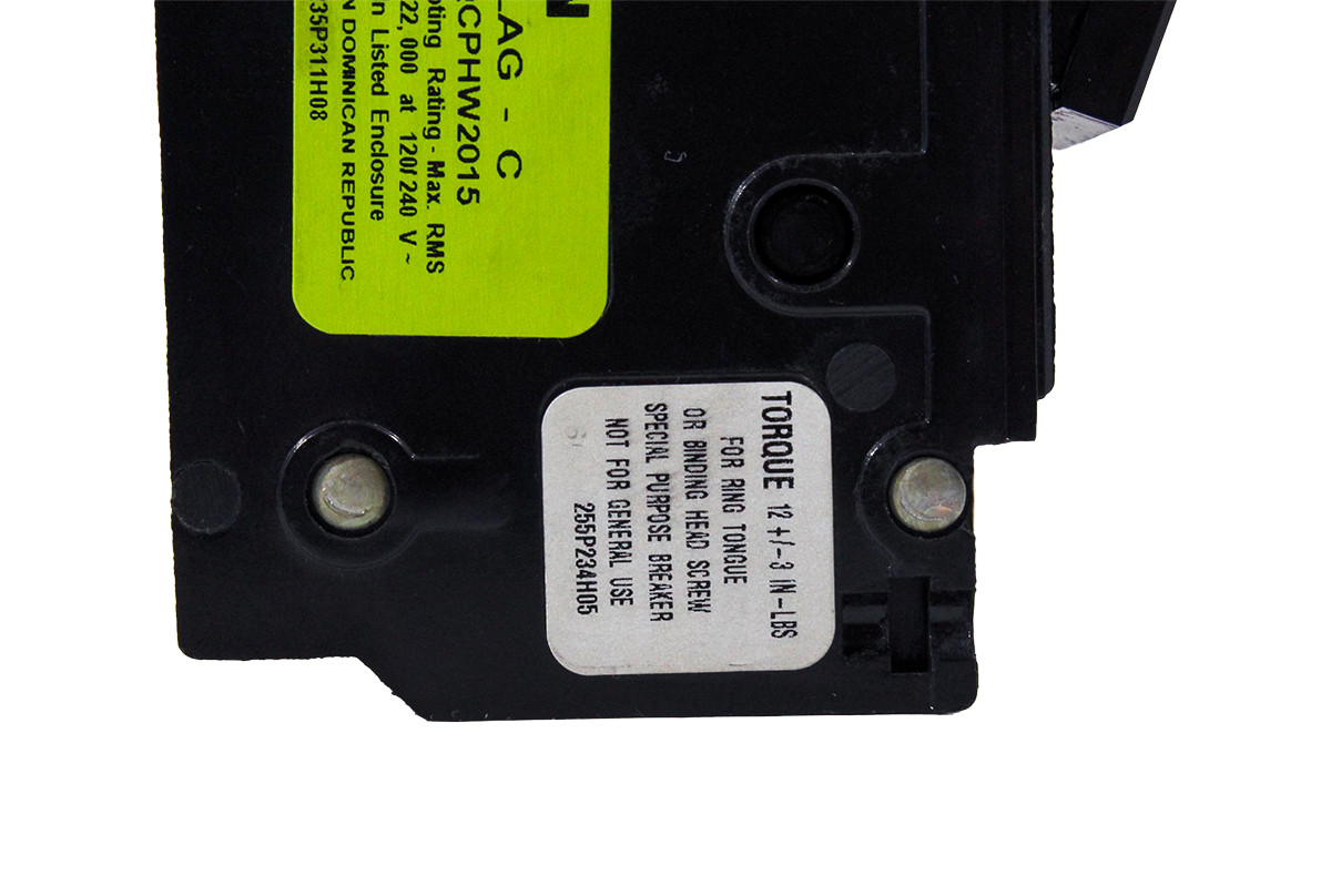 Eaton QCPHW2015 Quicklag Breaker 15A 2-Pole 120/240V Cable-In/Cable-Out